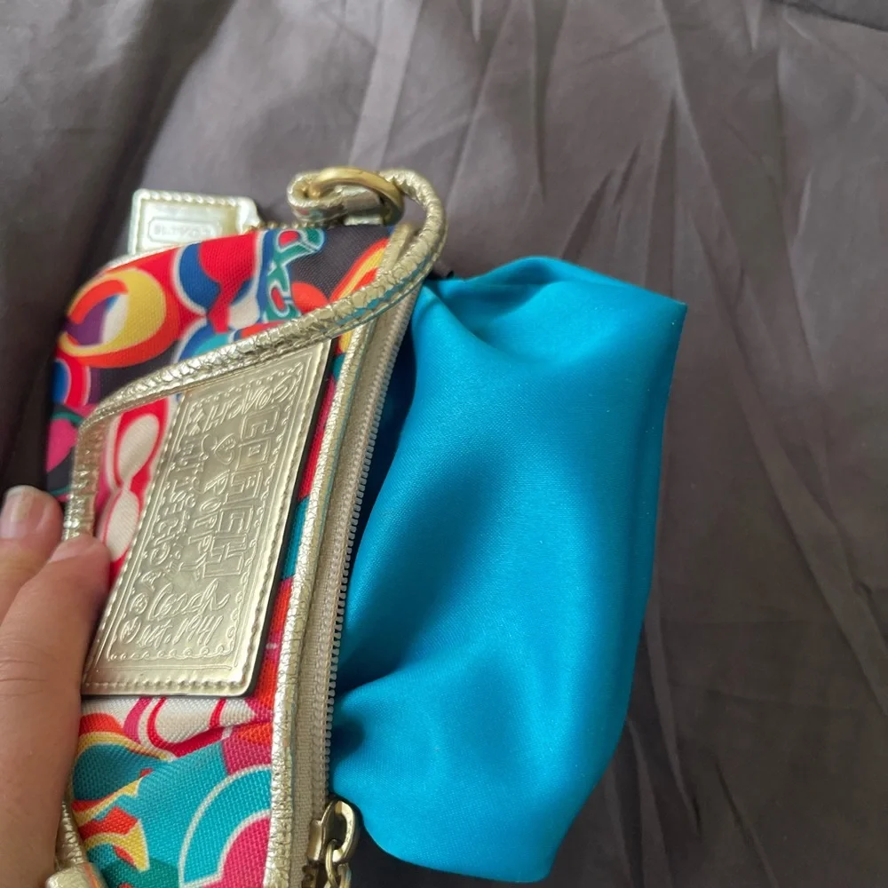 COACH - Mini Wristlet - Wallet- Vibrant Multicolor- Canvas - Picture 7 of 16